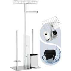 K&K Creative® Standing Toilet Roll Holder Stainless Steel with Shelf Including Toilet Brush Your Bathroom Upgrade