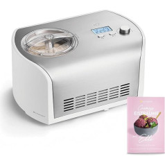 Elli 1.2 litre ice cream maker with self-cooling compressor, 135 watt, made of stainless steel with removable ice container, incl. recipe book (English language not guaranteed)