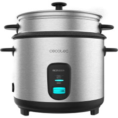 Cecotec Reiskocher RiceFusion 7000 Inox. 700 W, 1,8 Liter Kapazität, 10 Portionen, Edelstahl und Glasdeckel.
