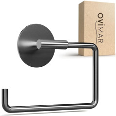 ovimar Skardstind Toilet Roll Holder No Drilling Gunmetal Self-Adhesive Stainless Steel Toilet Roll Holder without Lid Toilet Roll Holder with Lowering Lowering Matte for Gluing Toilet Paper Holder