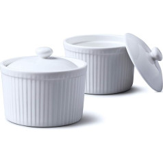 WM Bartleet & Sons 1750 Ramekins with Lid, Porcelain, Set of 2, White, Set of 2-9x9x9 cm