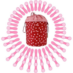60 Clothes Pegs in Glitter Design with Soft Grip, Latest Staple Technology with Pressure Springs, Durable and Sustainable, with Glitter Particles and 1 Cotton Clothes Peg Bag, Light Lilac