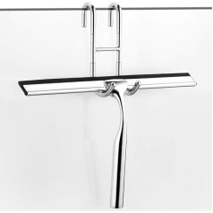 Ecooe Squeegee, Stainless Steel Shower Wiper, Extended 31 cm Shower Squeegee without Drilling, Window Squeegee with Wall Hanger, Bathroom Wiper 2 Replacement Silicone Lips, Shower Squeegee for Mirror, Window Glass Cleaning