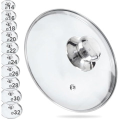 Glass lid with stainless steel ring.