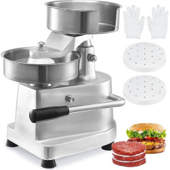 VEVOR Commercial Burger Press - Hamburger Patty Maker 15 cm, with 2 Packs of Hamburger Paper, Professional Stainless Steel Hamburger Press, Perfect for Burger Patties Cooking BBQ Accessories