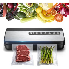 Vacuum Sealer | 80kPa 130W Automatic Sealing for Food Storage | Built-in Cutter and Bag Storage | Digital Countdown Display | External Vacuum Sealer
