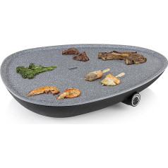 Princess Table Chef 103250 Triangle Grill - Terrazzo Look, 2000 Watts, 50 x 42 cm, 4-6 People, Adjustable Thermostat, Cast Aluminium Plate with 4-Layer Granite Coating, Black/Grey