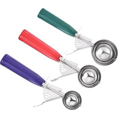 PATIKIL Ice Cream Scoop with Trigger 3 Pieces Stainless Steel Portions Biscuit Scoop with Thumb Trigger for Biscuit Dough Cupcake Dough Baking Multicoloured