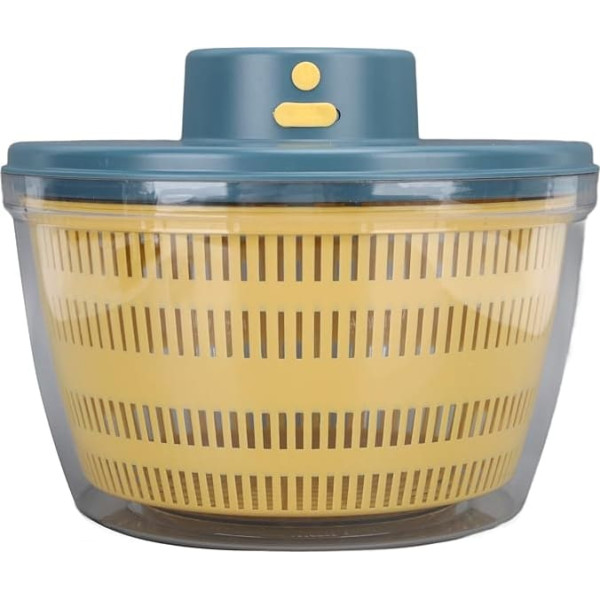 4 Litre Salad Spinner with Bowl and Strainer, Automatic Multipurpose Salad Spinner Vegetable Dryer, Fruit Washer, Pasta and Chips Spinner, Self-Cleaning, USB Powered (Blue)