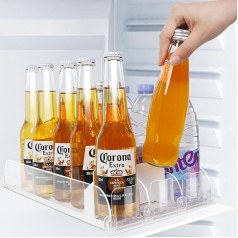 SWOURT Fridge Organiser Can for Fridge Organiser, 3/4/5 Rows Drinks Drink Organisation Automatic for Refrigerators, Suitable for Kitchen, Storage Room (3 Rows)