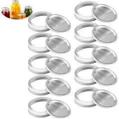 Preserving Jar Lid Twist-Off Lid Set, Mason Jar Replacement Lid, Preserving Jars with Screw Lid, Jar Replacement Lid, Wide Mouth, for Glass Bottles, Milk Bottles, Jam Jars, Coffee Jars, etc