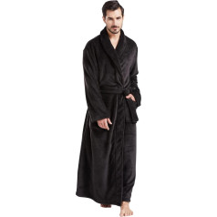 FashGudim Men's Bathrobes Large and Large Full Length Plush Fleece Long Robe Scarf Collar Warm Winter Men's Bathrobe
