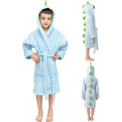 Twinzen Children's Bathrobe Dinosaur Boys and Girls 100% Cotton Oeko-Tex®