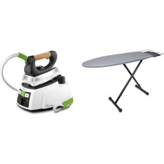 Polti PLEU0188 535 Eco Pro Steam Ironing Station, Aluminium, White & Brown CareStyle Ironing Board IB3001 BK - Ironing Board Perfect for Steam Ironing Stations, 100% Cotton Cover, 122 x 40 cm,