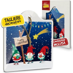 Chopping Board Elves Merry Christmas Blue