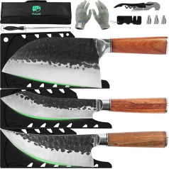 FULLHI Japan Knife Chef's Knife Set, 8/9-Piece Kitchen Knife Set with Knife Sheath and Knife Bag, High Carbon Stainless Steel Chef's Knife with Rosewood Handle (9)