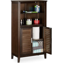 Relaxdays LAMELL Dark Brown Bathroom Cabinet, Bamboo Floor Cupboard, Telephone Cabinet, Kitchen Storage Unit, HxWxD: 92 x 50 x 25.5 cm