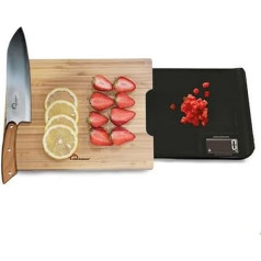 LITTLE BALANCE 8399 Chef 5 Trio USB Kitchen Scale, Rechargeable USB, 3-in-1 Scale, Cutting, Weighing, Pouring, All in a Single Kitchen Scale, 5 kg, Black & Bamboo