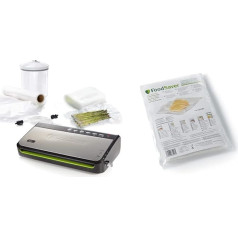 Foodsaver Vacuum Sealer for Food with Integrated Roll Storage [FFS005X] & FSB4802-I Vacuum Bags 48 Pieces 20.7 x 29.2 cm / Foil Bags for Food / Vacuum Sealer