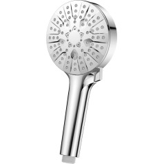 ProPerhome HS01 6 Way Pressure Boosting Hand Held Shower Head Round Shower Head 110mm Anti-Limescale Chrome (No Hose)