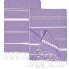 Utopia Towels Pack of 2 Hammam Towel, Beach Towel, Large, 100 x 180 cm, Sauna Towel, Made of 100% Cotton, Absorbent and Lightweight Turkish Beach Towels and Pool Towels, Pack of 2 (Purple)