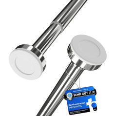 MEISENBERG Telescopic Curtain Pole, 140-250 cm, No Drilling, Silver, Clamping Pole, Extendable Tension Pole, Pack of 1