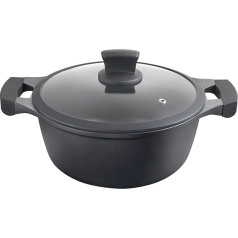 Metaltex XPERT Deep Cast Aluminium Casserole 20 cm with Tempered Glass Lid