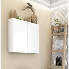 Dmora Connell Wall Cupboard, Wall Cabinet, Multifunctional Additional Cabinet, 60 x 16 x 60 cm, Glossy White