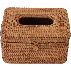 Tissue Box Cover, Rattan Tissue Box Cover, Tissue Box Holder, Tissue Paper Holder, Rectangular, Rattan Woven Tissue Box Cover for Home and Office (Short Type)