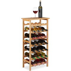 Relaxdays Bamboo Wine Rack for 28 Bottles, H x D 94 x D 47 x 29 cm, Basement, Kitchen & Bar, with Shelf, Natural, Pack of 1