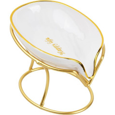 YILANJIN Seifenschalen, Seifenhalter mit Drainage, Seifenhalter Seifenschale, Selbstentleerende Seifenschale Halter, Seifenaufbewahrung, Geeignet für Küche, Bad, Dusche (Weiß + Gold)