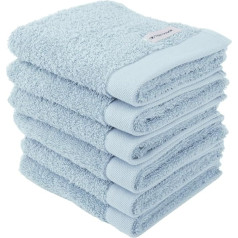 Tom Tailor Guest Towels, Set of 6, 30 x 50 cm, 100% Cotton/Terry Towel, with Hanger and Label with Logo, Colour Bath Towel, Light Blue (Sky Blue)