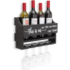 AOAOPQ Wine Rack Wall Mounted Wine Holder Letter Rack Wine Storage Organizer for Kitchen Pantry Dining Room Bar Wine Cellar Rustic Black