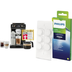 De'Longhi Eletta Explore Perfetto ECAM452.57.G Fully Automatic Coffee Machine & Philips Domestic Appliances CA6704/10 Coffee Grease Dissolving Tablets for Fully Automatic Coffee Machines, White, One