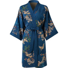 Ledamon Women's Kimono Short Robe for Women - Pocket Floral Bathrobe Nightdress