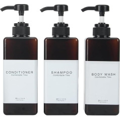 GOYISEE Shampoo and Conditioner Dispenser for Shower Screen 3 Chamber with Drill Free Square Shower Soap Dispenser Wall Mount with Waterproof Labels