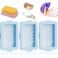 LELE LIFE 3 x Foaming Soap Dish, High Elastic Mesh Soap Dish, Bubble Box, Foam Soap Dish with Drain, Foam Soap Dispenser, Blue