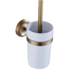 Weare Home Toilet Brush Holder Antique Brass Toilet Brush Ceramic Vintage Retro Wall Mounted with Drilling