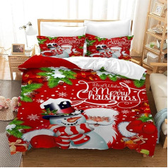 Gegeryozer Christmas Bed Linen Sets, Christmas Day Theme Duvet Cover, Santa Elk Red Duvet Cover with Pillowcase for Boys and Girls (C7.220 x 240 cm)