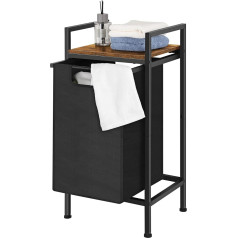 Laundry Basket with Shelf, Small Laundry Sorter with Removable Bag, Extendable Laundry Basket Organizer for Laundry Room, Bedroom, Bathroom, Brown and Black