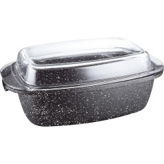 Kamberg – 0008048 – Casserole Dish 40 cm / 22 cm / 16 cm – Cast Aluminium – Stone Effect Coating – With Glass Lid – Suitable for All Cookers Including Induction – PFOA-Free, Black Marbled