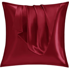 Satin Cushion Cover, 65 x 65 cm, Set of 2, Soft as a Silk Pillowcase, Like Silk Pillowcase Suitable for Curly Hair, Satin Pillowcase with Zip, Vielit Cushion Covers, Red Cushion Cover