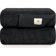X11 Bath Towel - Large Bath Towels Set of 2 100% Egyptian Cotton Bath Towel Sets, Highly Absorbent Bath Towels, Bathroom Towels - Quick Drying Bath Towels Large (75 x 145 cm) (Black)