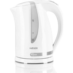 HAEGER Whiteness Electric Kettle, 1.7 Litre, 2200W, 360 Degree Rotation, Hidden Resistance Stainless Steel, Boil Dry Protection, Automatic Shut-Off