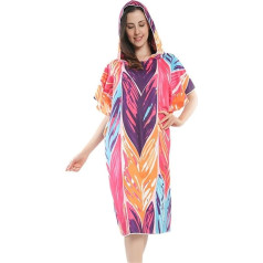 Xlabor Bath Poncho Beach Towel Microfibre Quick-Drying Bathrobe Poncho with Hood Shower Towel Swimming Surfing Beach Diving Beach Resort (Motif A)