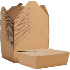 La Llareta Kraft Paper Lunch Box, 25 Pieces Kraft Cardboard Snack Boxes, Takeaway Box, Oil and Waterproof, for Sandwich, Cheesecake, Burger (750 ml)