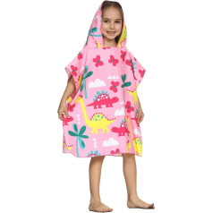 Xlabor Children's Bath Poncho Microfibre Quick-Drying Beach Towel with Hood Bathrobe Shower Towel Swimming Surfing