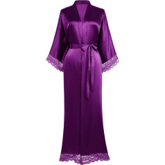 BABEYOND Women's Kimono Dressing Gown Satin Kimono Robe Long Kimono Bridesmaid Bath Robe with Lace Trim for Nightwear Girl's Bonding Party Wedding Pajama Party