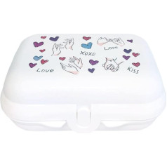 Tupperware To Go Twin White Love Kiss Lunch Box Sandwich Box Container Kindi Twin Child Nursery School Tin Small Size 2