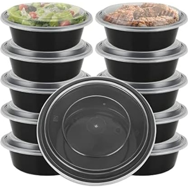 JMIATRY Pack of 25 Round Meal Containers, Reusable, 1 Compartment Food Prep Containers with Airtight Lids, Microwave Safe, Stackable and Freezer Safe (100ml)